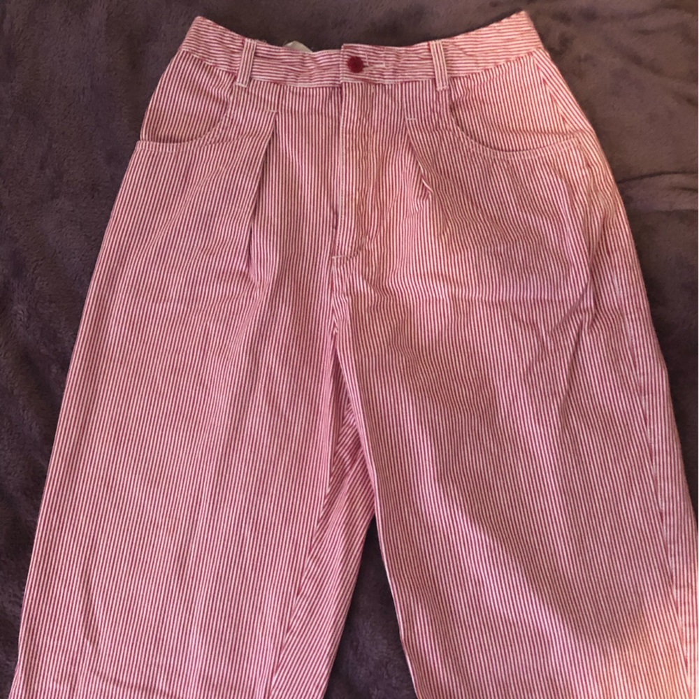 Vintage Esprit Red and White Pinstripe Pants